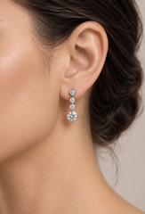 1 CT Certified Round Moissanite Four-Stone Drop Earrings – Gold or Silver, D Color VVS1