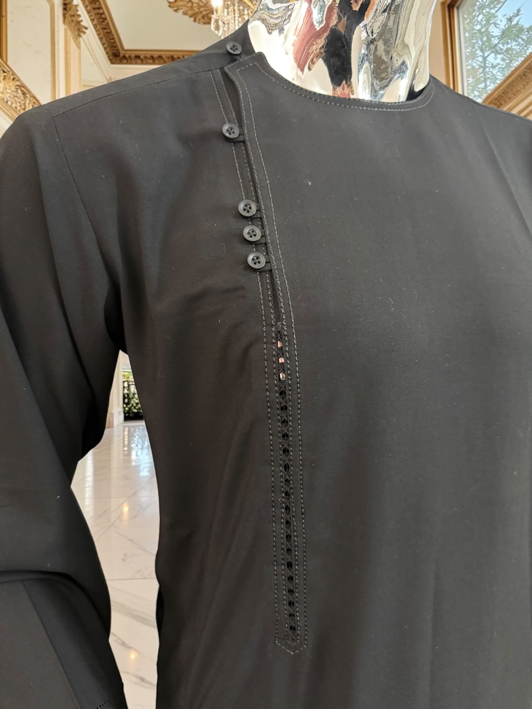 Men’s Black Qasimi Parahan Tunban – Traditional Afghan 2-Piece Outfit, Small–XL