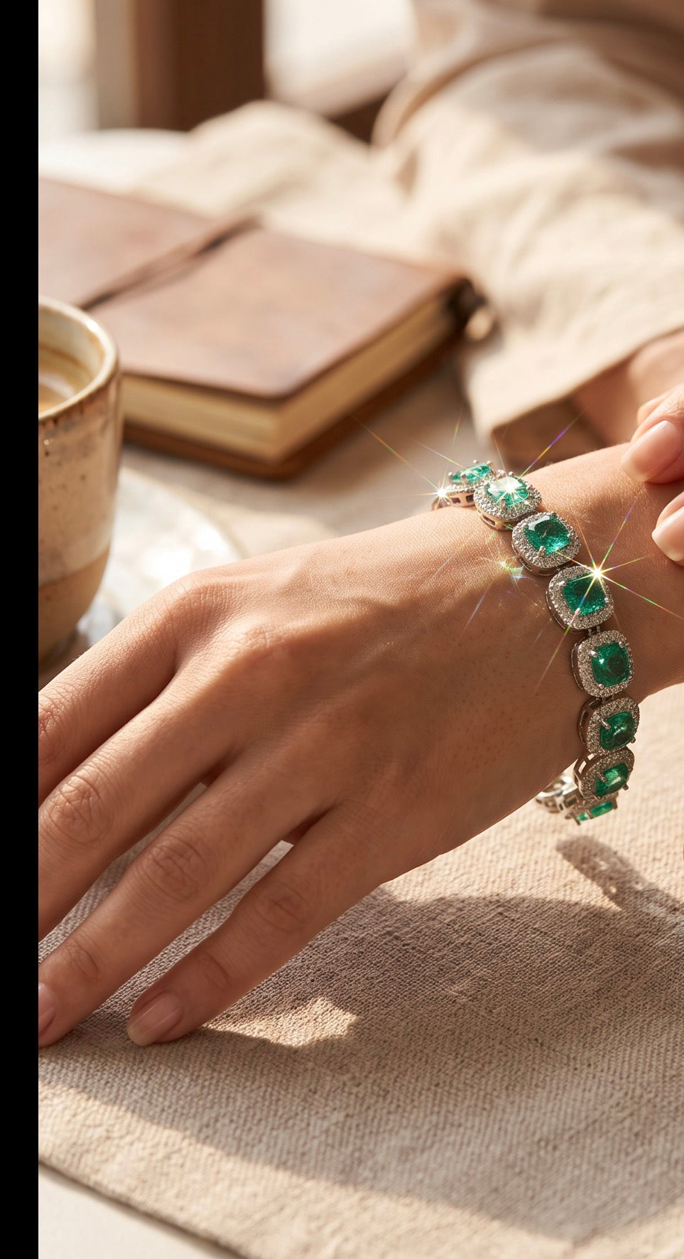 Aqua Green Cushion Cut Halo Crystal Tennis Bracelet – Silver Tone Statement Jewelry 7112