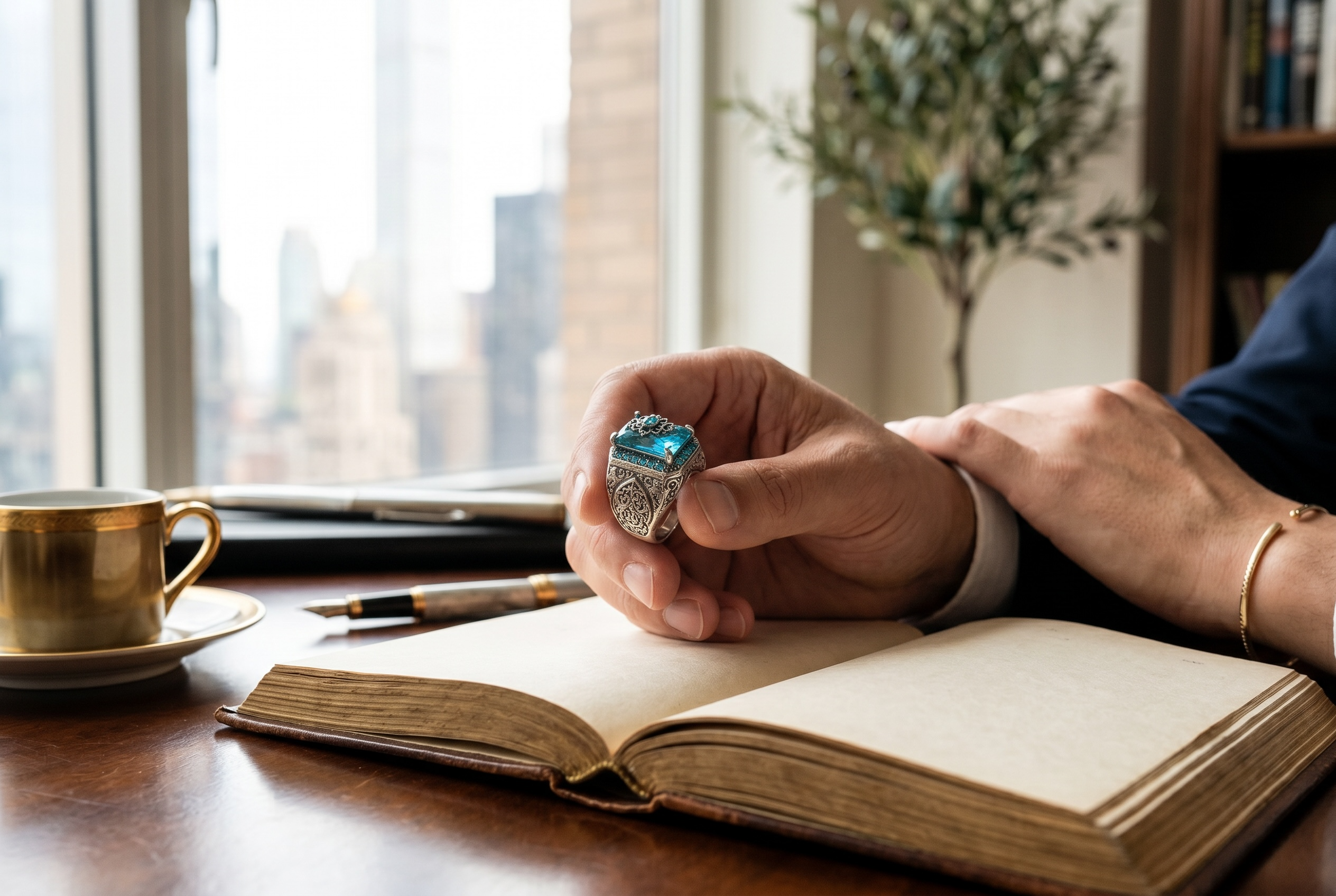 Luqmaan Jewelry Blue Stone Turkish Style Ring