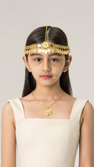 Gold-Tone Traditional Coin Headpiece for Women – Traditional Bridal Forehead Jewelry, Festival Head Chain 6099