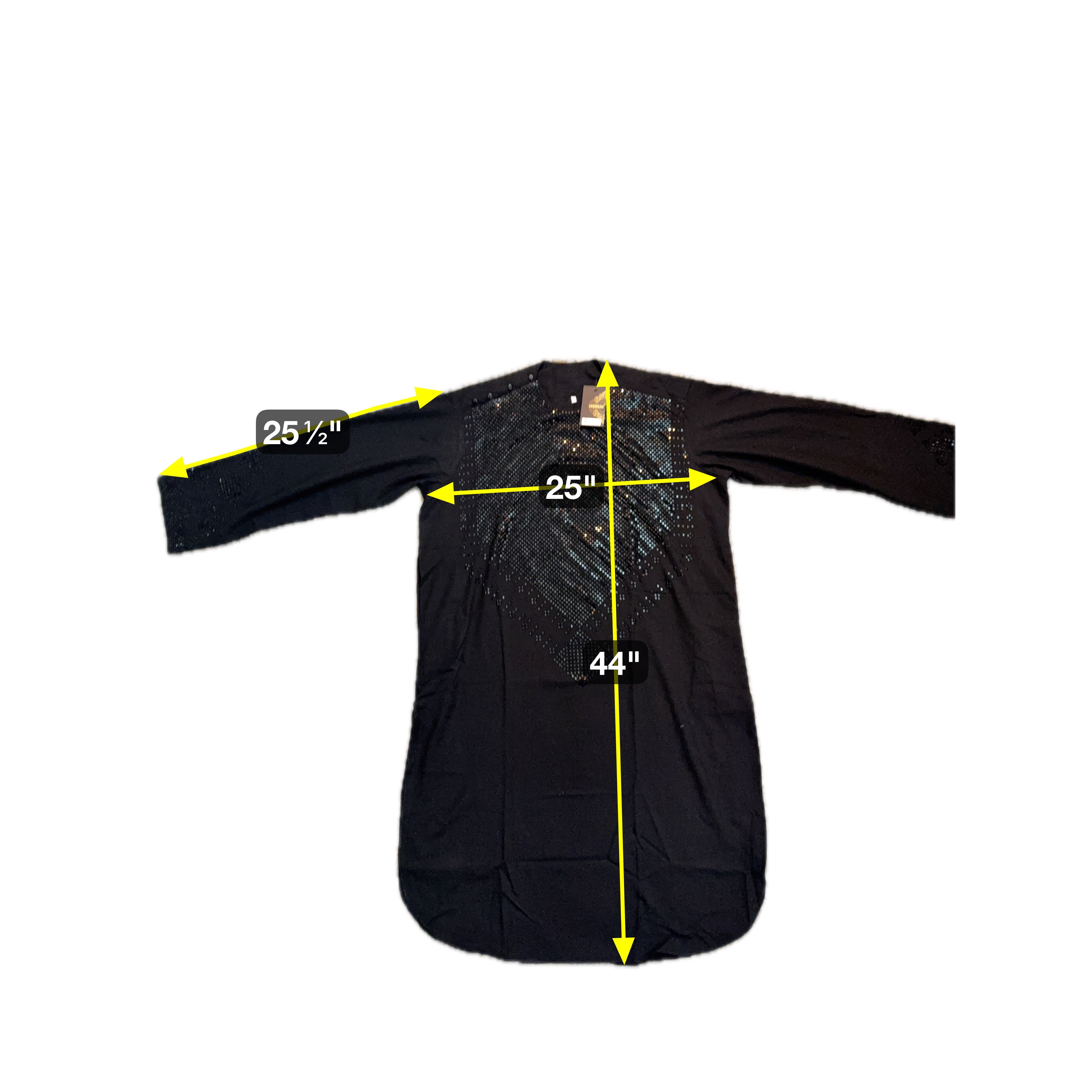 Black on Black Shesha Afghan Parahan Tunban Kameese Shalwar Large