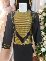 Afghan Parahan Tunban for Men Machine Embroidered Black Gold Traditional Wear Medium