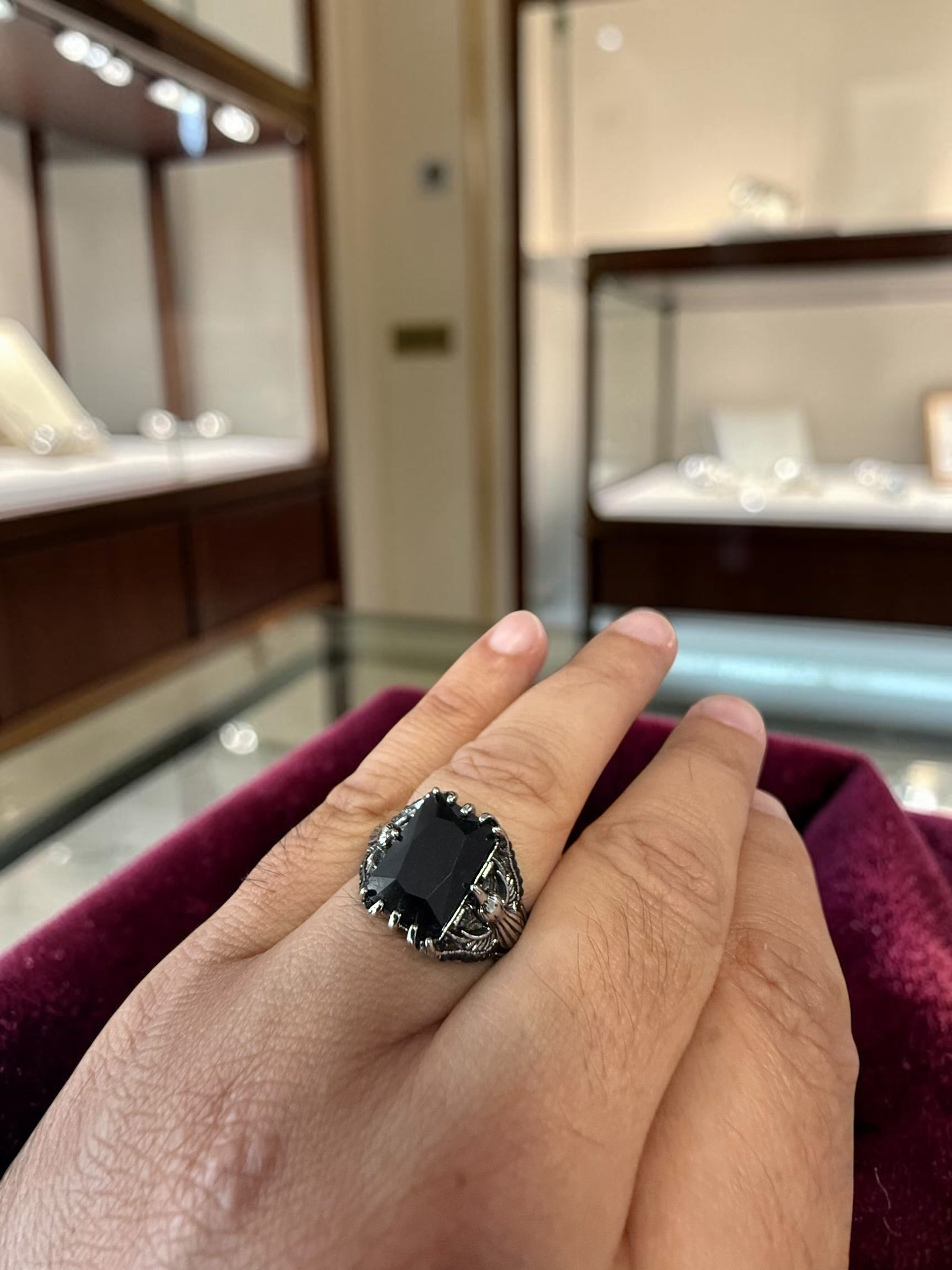 Midnight Black Turkish Eagle Ring – Vintage Ottoman Style Ring