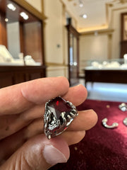 Ruby Red Turkish Eagle Ring – Ottoman Style Statement Ring