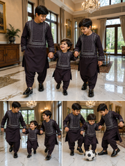 Deep Plum Kids Afghan Parahan Tunban Set – Premium Embroidered Traditional Afghan Outfit for Boys (Ages 1–12 Years) Design #24