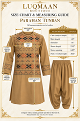 Hand Embroidered Camel Tan Afghan Parahan Tunban with Matching Shawl 5024