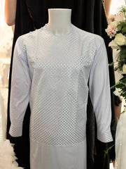 Afghan Parahan Tunban for Men Machine Embroidered White Traditional Wear Medium