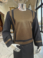 Large Black & Gold Afghan Parahan Tunban Set – Premium Machine Embroidery Traditional Outfit