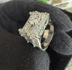 Luxury Moissanite Bridal Ring Set with Baguette Accents – Sterling Silver, Size 8.5      6013