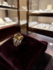 Luqmaan Zircon Cluster Ring for Men Platinum Plated Brass, Gold Tone