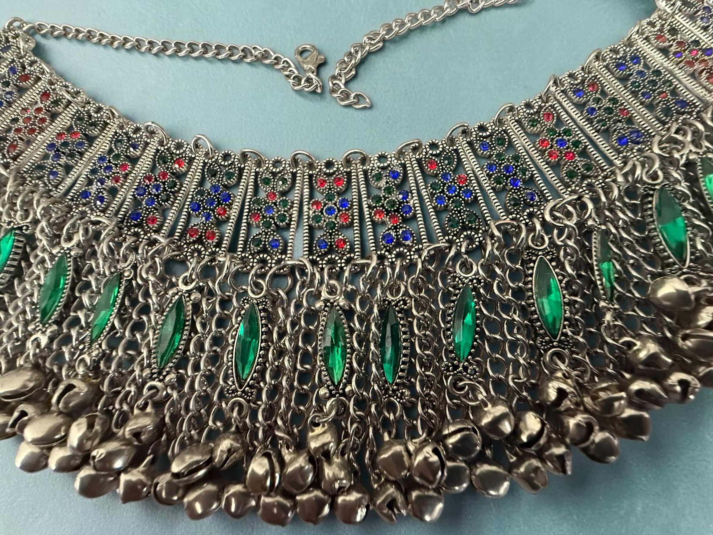 Traditional Afghan Jewelry Set for Women – 4-Piece Vintage Boho Necklace, Earrings & Maang Tikka | Tribal Kuchi Style Statement Jewelry 011 small defect