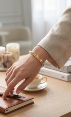 Yellow Oval Crystal Tennis Bracelet – Silver Tone Statement Bracelet 7145