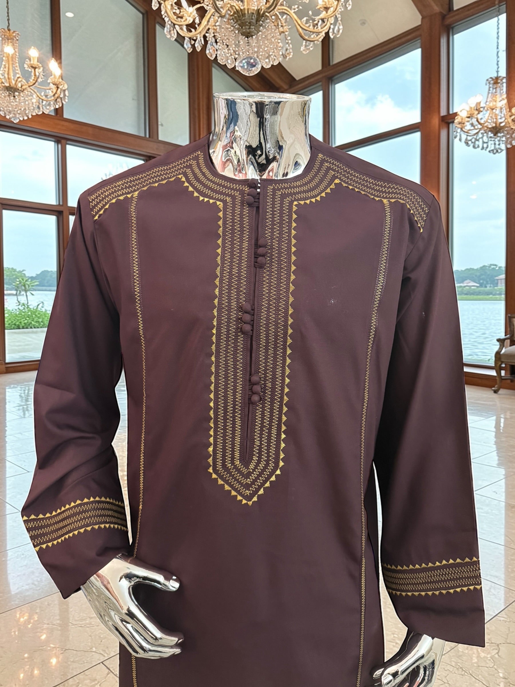 Large Afghan Parahan Tunban with Traditional Embroidery – Deep Plum