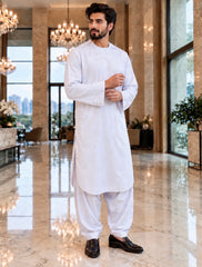 Men’s White Shoulder-Button Parahan Tunban – Small To XL