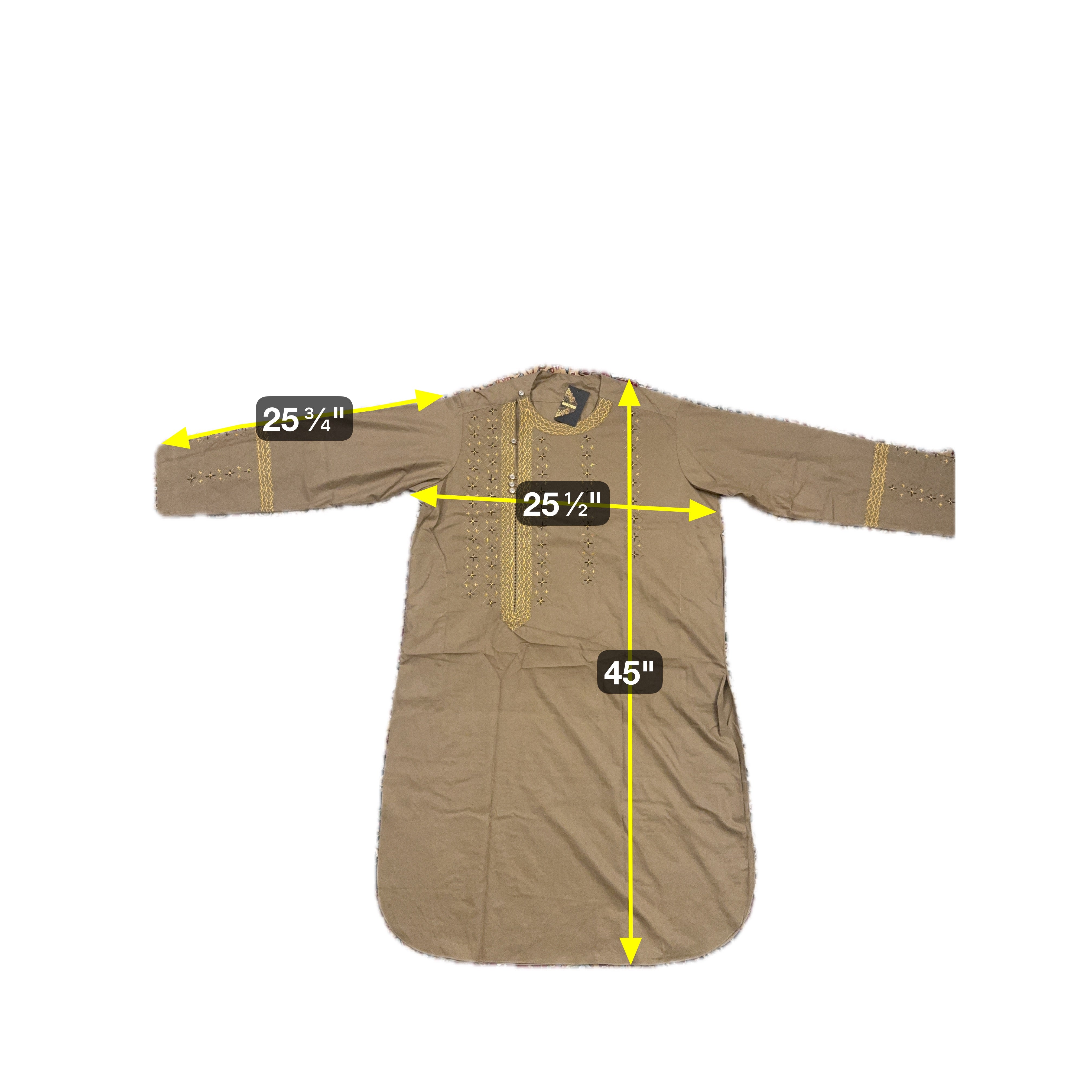 X-Large Afghan Parahan Tunban Kameese Shalwar Brown Hand Embroidery