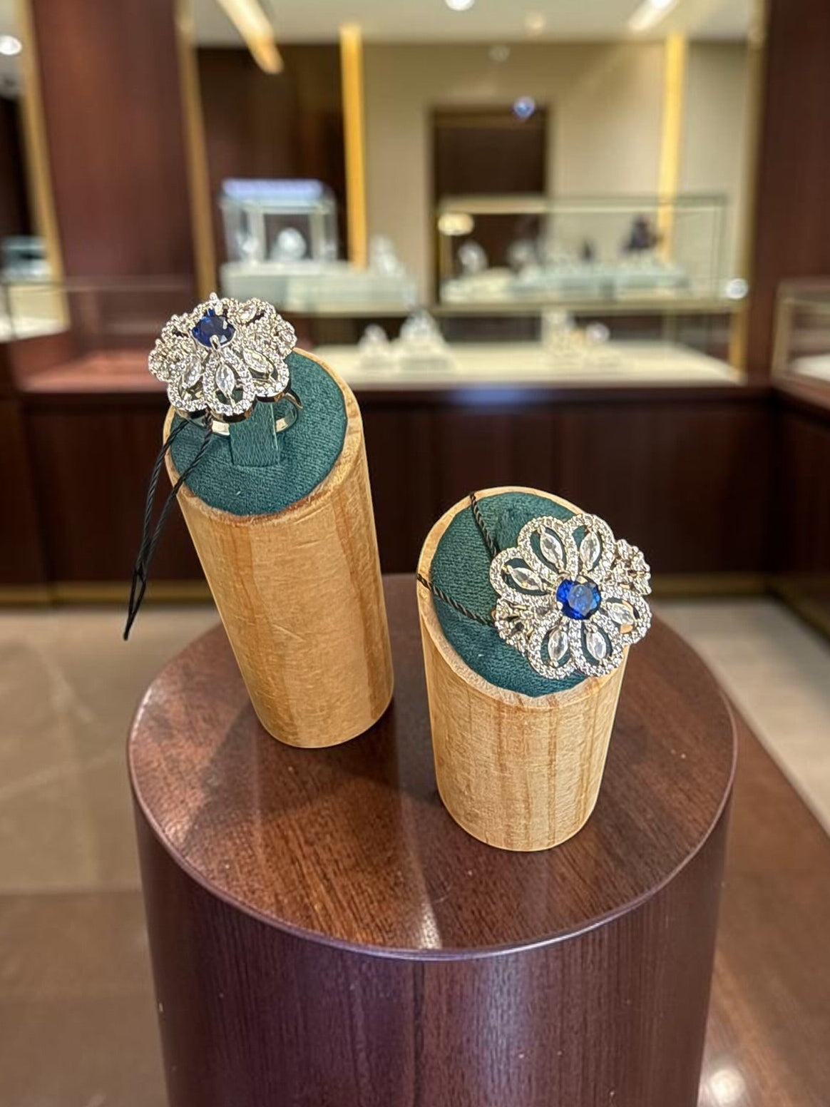 American Diamond Statement Ring – Floral Crystal Cocktail Ring, 6 Colors, Adjustable Size, Gift Box Included