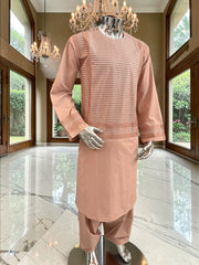 XL Rosewood Afghan Kameez – Premium Fabric with High-Quality Matching Embroidery