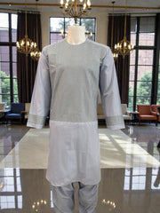 Small Men’s Cool pale lavender Parahan Tumban with Silver Embroidery – Afghan Traditional Outfit