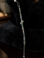 Blue & Clear Crystal Star Bracelet – Silver-Tone Celestial Tennis Bracelet for Women 7070