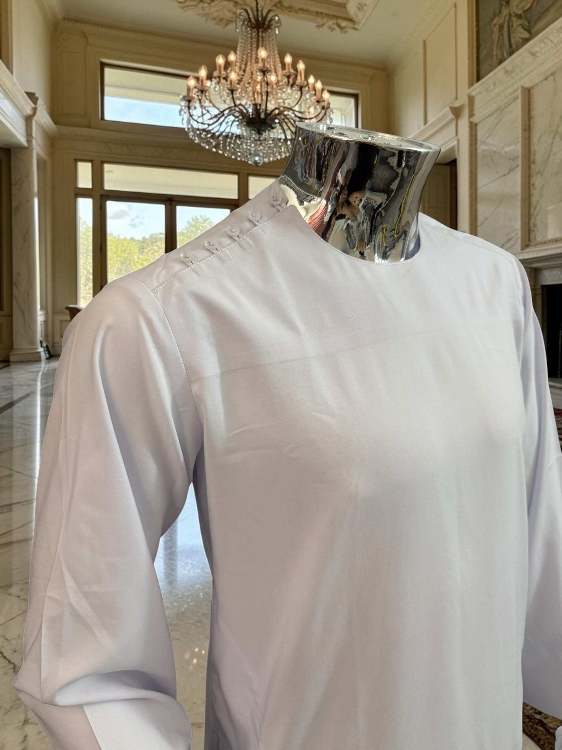 Men’s White Shoulder-Button Parahan Tunban – Small To XL