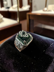 Luqmaan Jewelry Green Stone Ottoman Style Ring