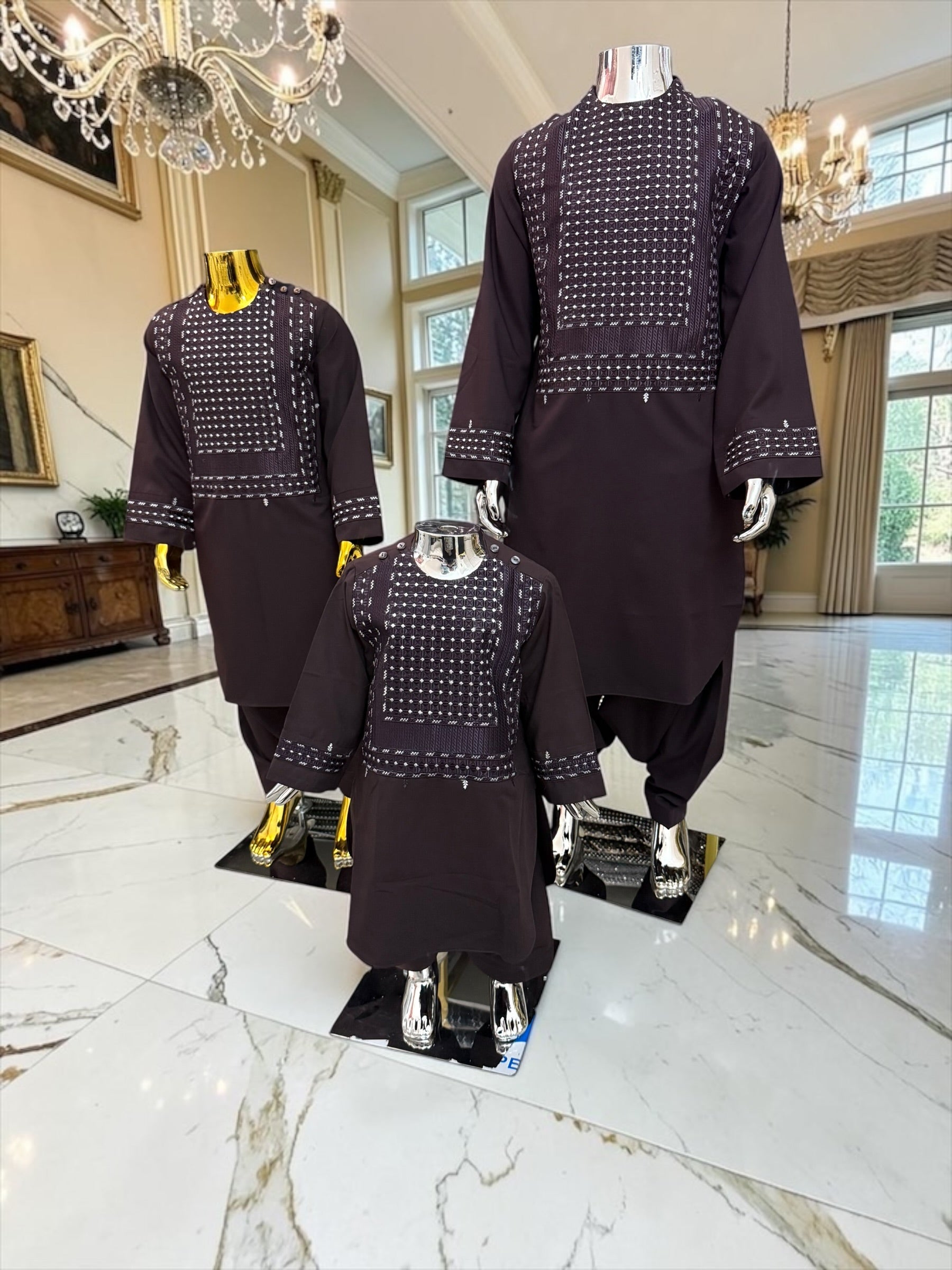 Deep Plum Boys Afghan Parahan Tunban Set | Luxury Embroidered Traditional Afghan Wear for Kids (1–12 Years)