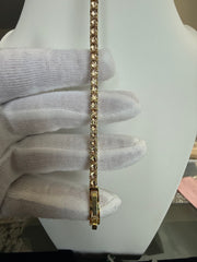 Champagne Crystal Tennis Bracelet – Gold Tone Round Cut Elegant Women’s Bracelet 7110