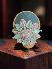 American Diamond Floral Statement Ring – Adjustable Pear-Cut Crystal Cocktail Ring, 7 Colors, Gift Box Included