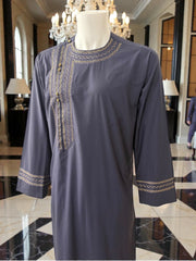 Large Hand-Embroidered Afghan Parahan Tunban – Charcoal Grey