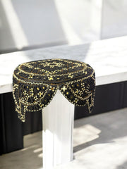 Black and Gold Baluchi Hat with Brown Accents – Hand Embroidered Traditional Men’s Cap with Shesha Mirror Work