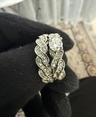 Size 8.5 Sterling Silver Moissanite Twisted Infinity Engagement Ring Set | Round Cut Bridal Wedding Ring. 6012
