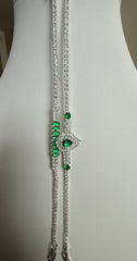 Emerald Green Crystal Double Bracelet Set – Silver Tone Pear & Baguette Statement Bracelets 7106