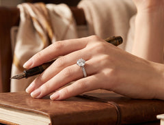 Round Cut Moissanite Solitaire Ring for Women – High-Quality Brass, Pavé Band, GRA Certificate & Gift Box Included 7054