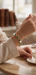 Emerald Green Oval Crystal Gold-Tone Tennis Bracelet | Elegant Statement Jewelry 7276