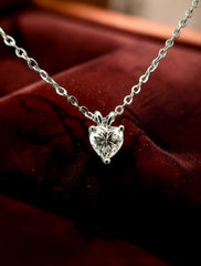 1 Carat Heart Cut Moissanite Pendant Necklace – Silver Tone Solitaire Necklace with GRA Certificate & Jewelry Box 7063