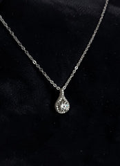1 Carat Round Moissanite Teardrop Pendant Necklace – Silver Tone Halo Necklace with GRA Certificate & Jewelry Box 7064