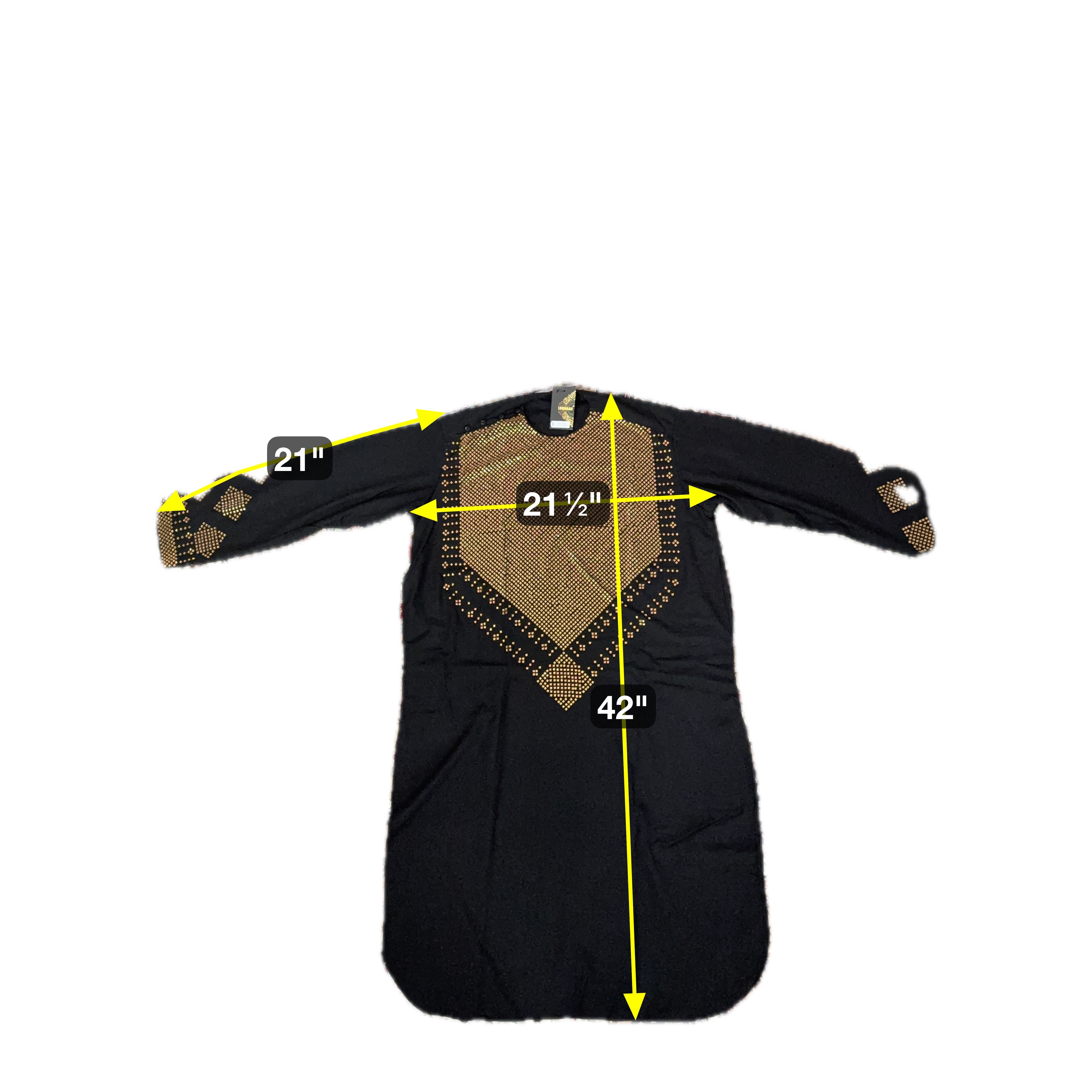 Men’s Black Parahan Tumban with Shesha Mirror Work – Machine-Embellished Afghan Outfit – Small Size