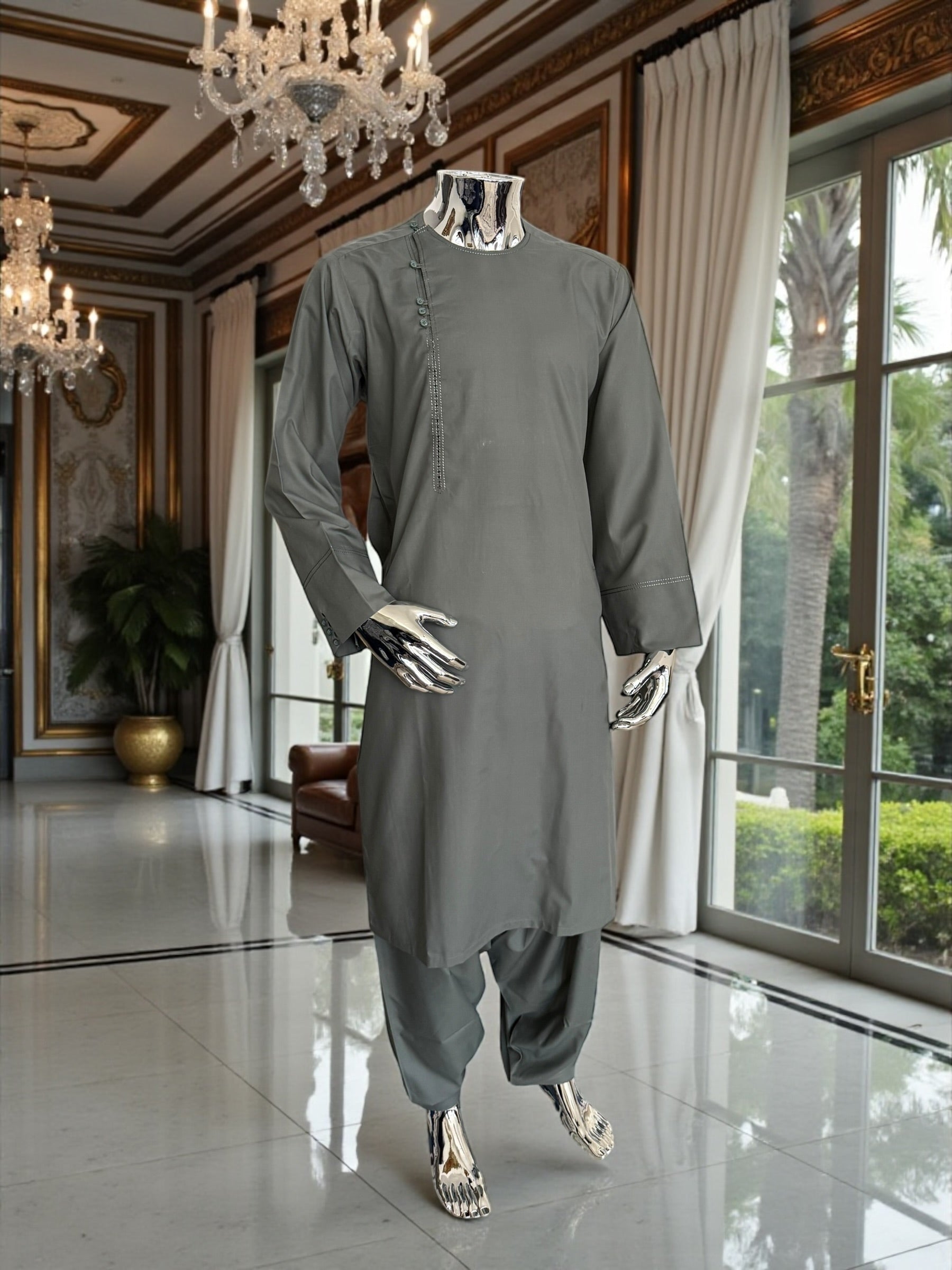 Large Qasimi Design Afghan Kameese Shelwar Parahan Tunban
