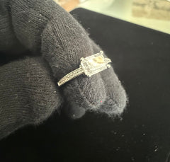 Emerald-Cut Moissanite Sterling Silver Engagement Ring – Size 7.  6021