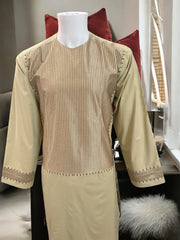 Machine Khamakdozi Embroidered Parahan Tunban for Men – Light Gold | Small