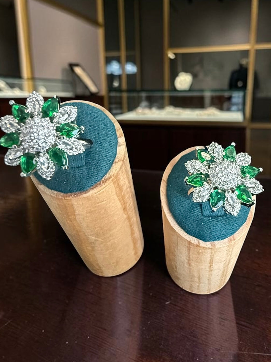 American Diamond Floral Statement Ring – Adjustable Pear-Cut Crystal Cocktail Ring, 7 Colors, Gift Box Included