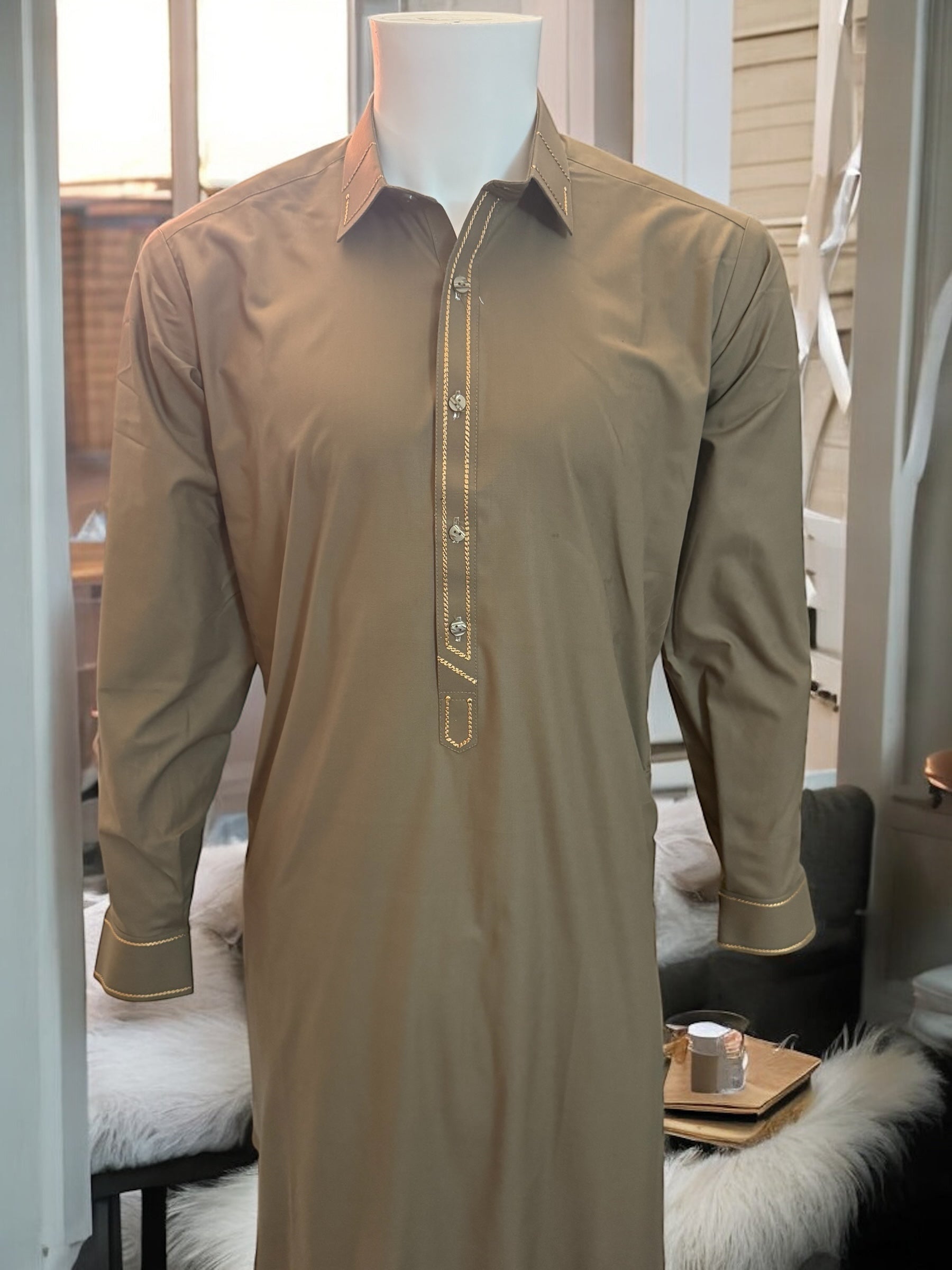 Afghan Parahan Tunban Kameese Shalwar with Minimal Embroidery Medium