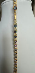 Mystic Rainbow Crystal Bracelet – Gold Tone Leaf Link Statement Bracelet 7097