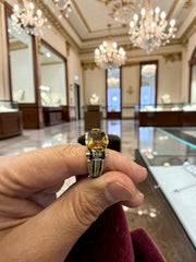 Luqmaan Zircon Cluster Ring for Men Platinum Plated Brass, Gold Tone