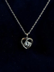 Silver Plated Double Heart Pendant Necklace for Women – Sparkling Zircon Love Necklace
