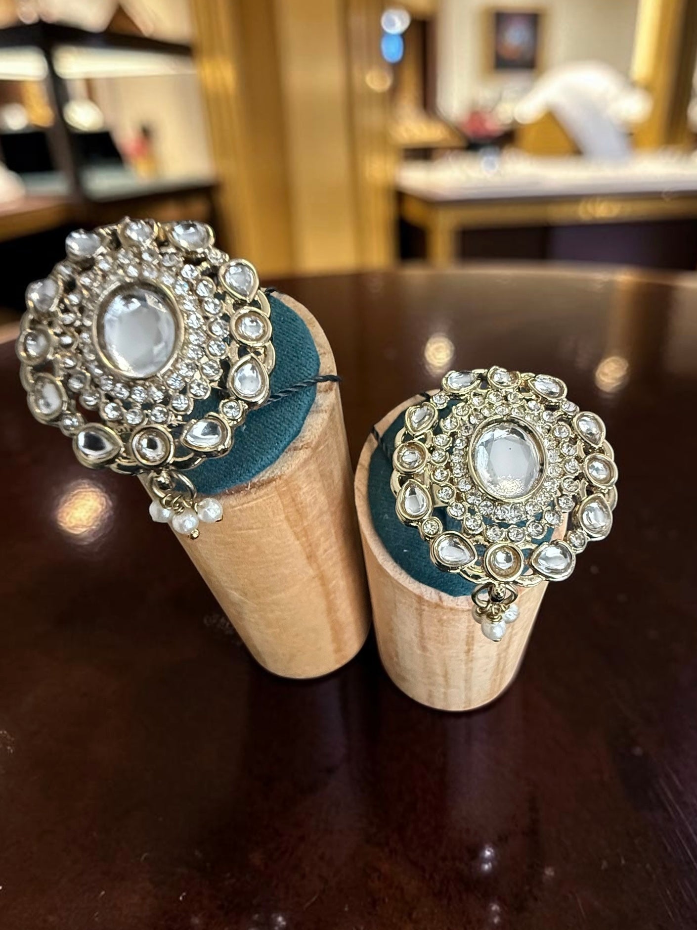 Adjustable American Diamond Floral Statement Ring | Gold-Tone Brass | 6 Color Options | Gift Box Included | Indian Pakistani Afghan Jewelry
