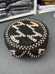 Handmade Afghan Baluchi Hat – Black & Cream High Quality Flexible Traditional Cap 2765