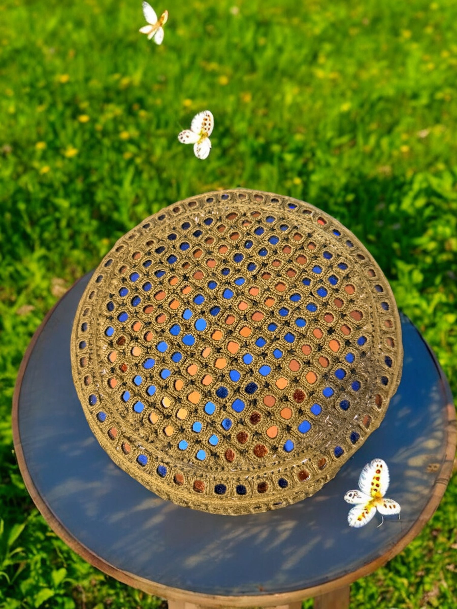 Handcrafted Brown Embroidered Cap with Mirror Work – Traditional Afghan Men’s Hat #2793