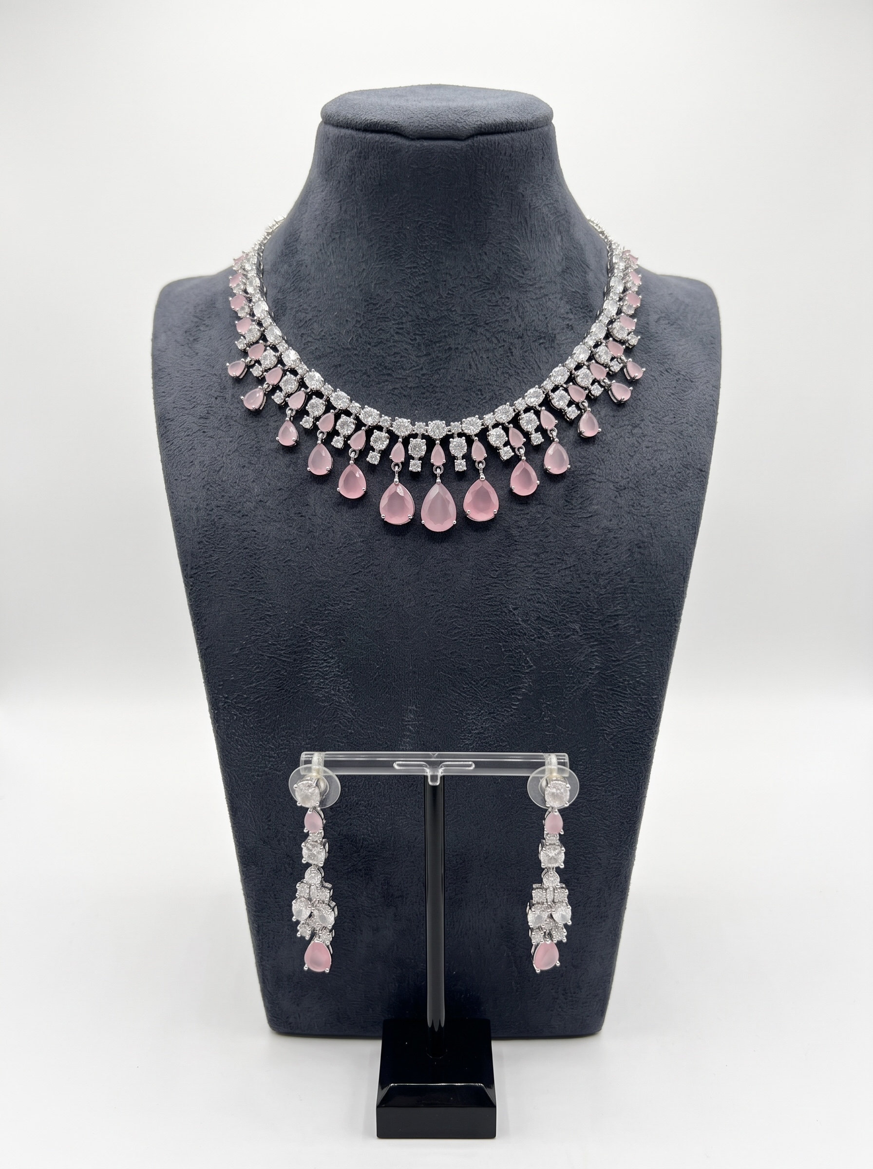 Elegant Teardrop Crystal Necklace & Earrings Set – 6 Colors